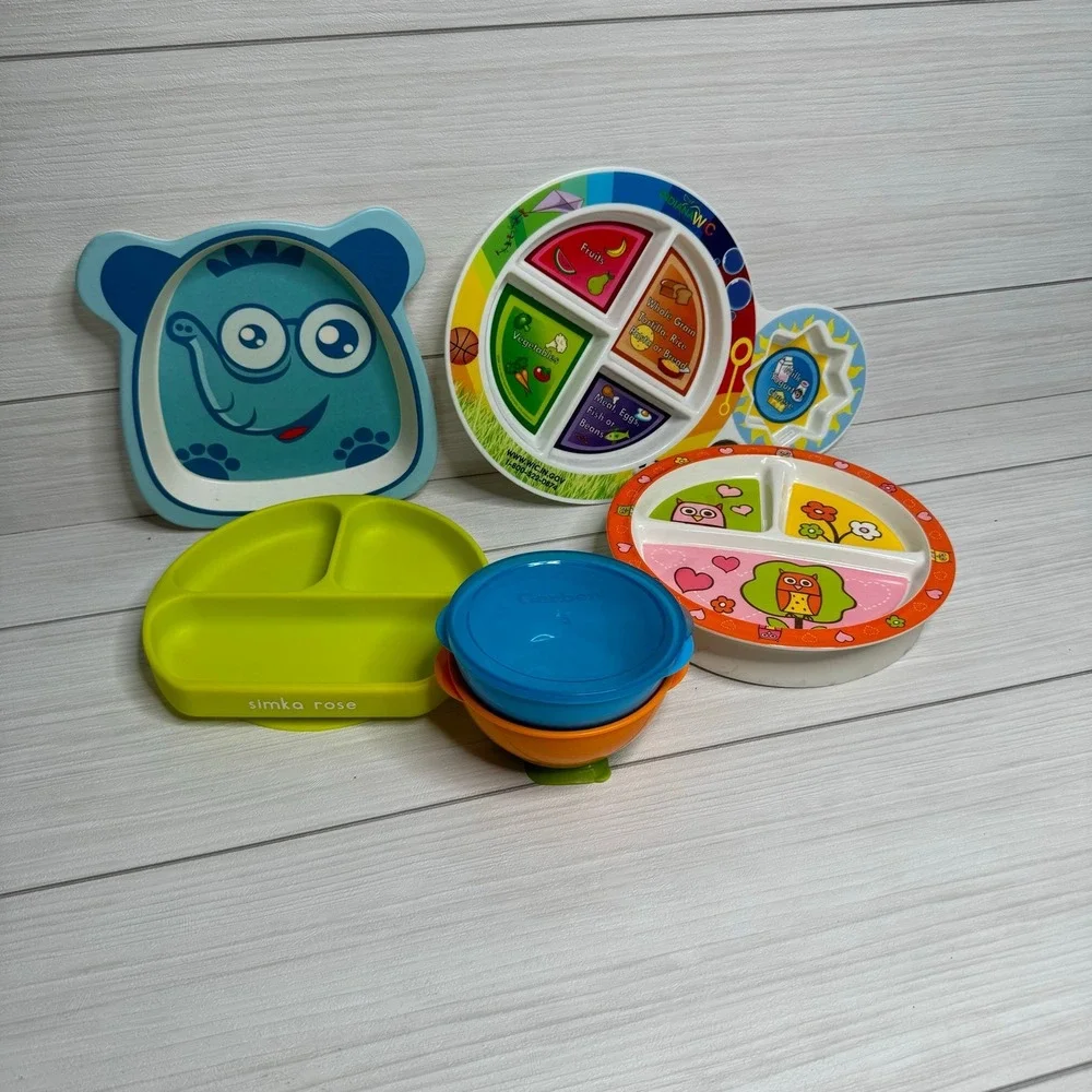 Simka Rose Gerber Toddler‎ Feeding Bundle Suction Plates Bowls Divided Dishes